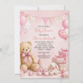 Roze Meisje Baby Shower Kaart (Voorkant)