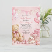Roze Meisje Baby Shower Kaart (Staand voorkant)