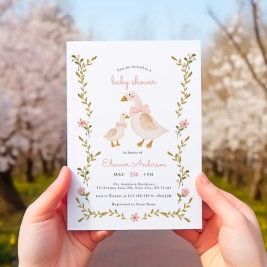 Roze  Meisje Baby shower Kaart