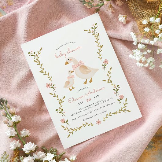 Roze  Meisje Baby shower Kaart