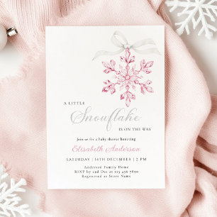 Roze Meisje Baby Shower 'Kleine Sneeuwvlok' Kaart