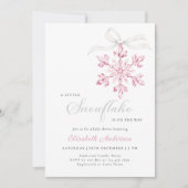 Roze Meisje Baby Shower 'Kleine Sneeuwvlok' Kaart (Voorkant)