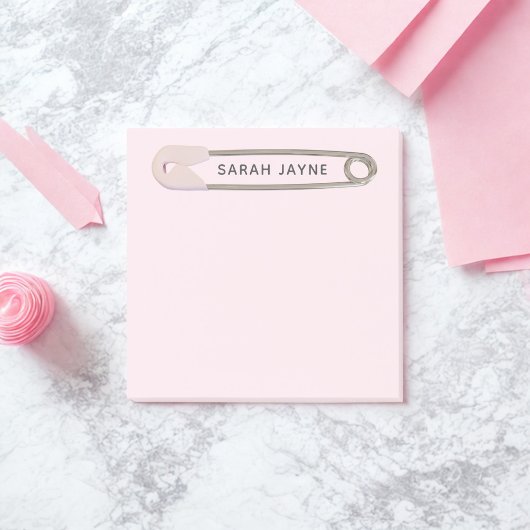 Roze Meisje Baby shower Luier Pin Sticky Notes