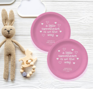 Roze Meisje Baby shower Papieren Borden Bordje