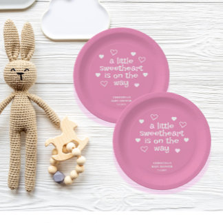 Roze Meisje Baby shower Papieren Borden Bordje