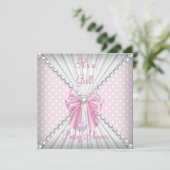 Roze meisje Baby shower Parelpols Kaart (Staand voorkant)
