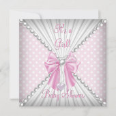 Roze meisje Baby shower Parelpols Kaart (Voorkant)