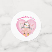Roze Meisje Baby shower Pinguïn Schattige Tafel Co Confetti (Kleine voorkant)