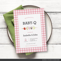 Roze Meisje BabyQ Koppel Baby Shower Uitnodiging