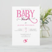 ROZE MEISJE BABYSHOWER MET FOPSPEN KAART (Staand voorkant)