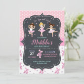 Roze meisje Ballerina Birthday Tutu Ballet Dance Kaart (Staand voorkant)