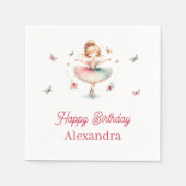  Roze Meisje Ballerina Verjaardagsfeest Servet (Voorkant)