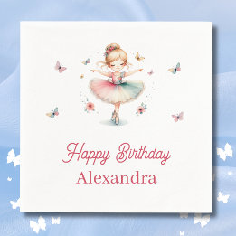 Roze Meisje Ballerina Verjaardagsfeest Servet