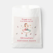 Roze Meisje Ballerina Vlinders Verjaardag Dank u Bedankzakje (Voorkant)