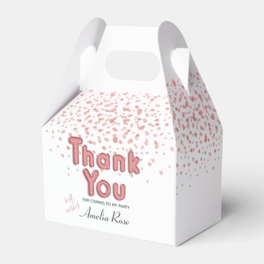 Roze Meisje Ballon Tekst Confetti Dank u Bedankdoosjes (Achterkant)