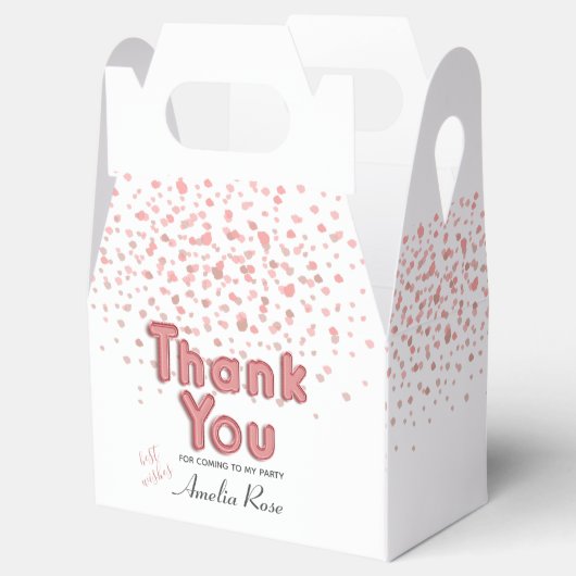 Roze Meisje Ballon Tekst Confetti Dank u Bedankdoosjes (Geopend)