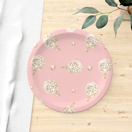 Roze Meisje Ballonnen We kunnen bijna wachten Baby Papieren Bordje