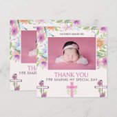 Roze meisje Baptism Christening Foto bedankt! (Voorkant / Achterkant)