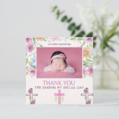 Roze meisje Baptism Christening Foto bedankt! (Staand voorkant)