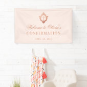 Roze Meisje Bevestiging Roos Gold Crest Kalligrafi Spandoek (Insitu)