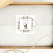 Roze Meisje Bloemen Dank je Baby shower Vierkante Sticker
