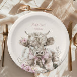 Roze Meisje Bloemen Highland Koe 1e Verjaardag Papieren Bordje<br><div class="desc">Maak het eerste verjaardagsfeestje van je kleintje echt speciaal met onze Schattigee Highland Koe 1st Birthday Paper Borden. Deze borden zijn voorzien van een vertederende Highland koe illustratie in een prachtige boho-moderne waterverf stijl, het toevoegen van een vleugje grilligheid en charme aan uw feest. Het ontwerp toont de schattige Highland...</div>