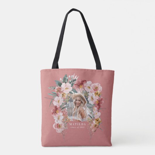 Roze meisje-bloemetjes fotograafster elegant tote bag (Achterkant)