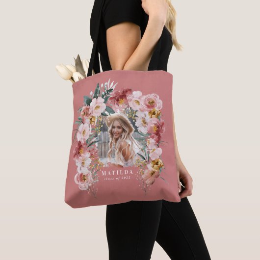 Roze meisje-bloemetjes fotograafster elegant tote bag (Dichtbij)