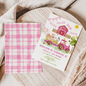 Roze meisje Boerderijdieren 2e verjaardagsfeestje Kaart