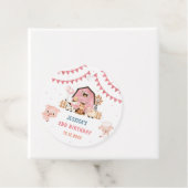 Roze Meisje Boerderijdieren Verjaardagsfeest Bedankjes Labels (In situ)