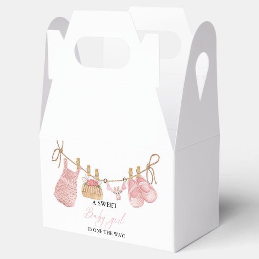 Roze Meisje Bohemian Kleding Baby shower Bedankdoosjes (Geopend)