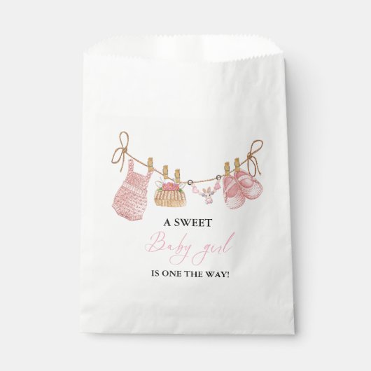 Roze Meisje Bohemian Kleding Baby shower Bedankzakje (Voorkant)