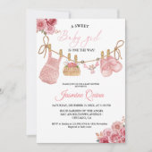 Roze Meisje Bohemian Kleding Baby shower Kaart (Voorkant)