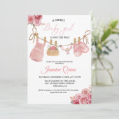 Roze Meisje Bohemian Kleding Baby shower Kaart (Staand voorkant)