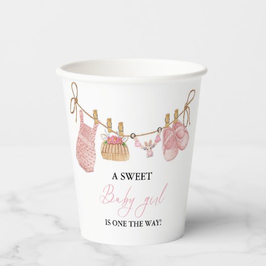 Roze Meisje Bohemian Kleding Baby shower Papieren Bekers (Voorkant)