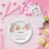 Roze Meisje Bohemian Kleding Baby shower Papieren Bordje (Feest)