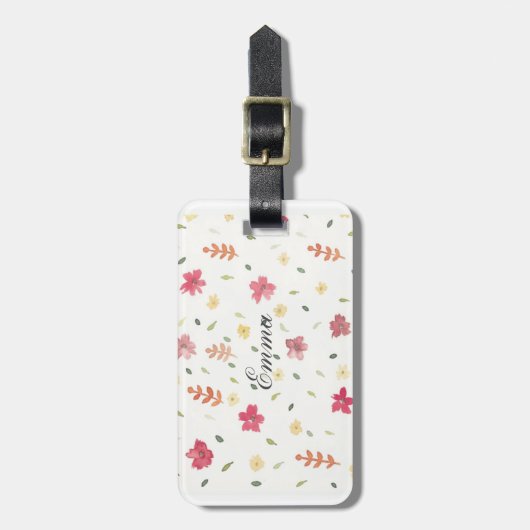 Roze Meisje Boho WatercoloFlower Bagagelabel (Voorkant verticaal)