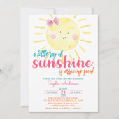 Roze meisje Bow een kleine Ray van zonnig Baby sho Kaart (Voorkant)