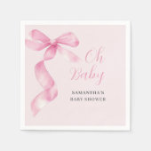 Roze Meisje Bow Oh Baby shower Servet (Voorkant)