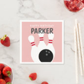 Roze Meisje Bowling Verjaardagsfeestje Servet (Insitu)