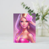 Roze meisje briefkaart (Staand voorkant)