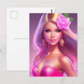 Roze meisje briefkaart (Voorkant / Achterkant)