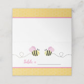 Roze Meisje Bumble Bee Place Cards Plaatskaartje (Buitenkant ongevouwen)