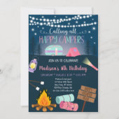 Roze Meisje Camper Camping Verjaardag Kaart (Voorkant)