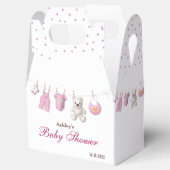 Roze Meisje Clothesline Baby shower Favor Box Bedankdoosjes (Geopend)