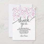 roze, meisje, confetti, bedankkaart kaart (Voorkant)