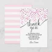 roze, meisje, confetti, bedankkaart kaart (Voorkant / Achterkant)