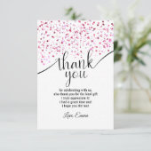 roze, meisje, confetti, bedankt kaart (Staand voorkant)