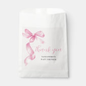 Roze Meisje Coquette Bow Baby shower Bedankt Bedankzakje (Voorkant)