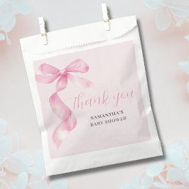 Roze Meisje Coquette Bow Baby shower Bedankt Bedankzakje